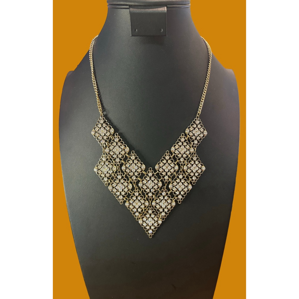 Women's Natasha Gold Tone Clear Rhinestone Bib Necklace One Size